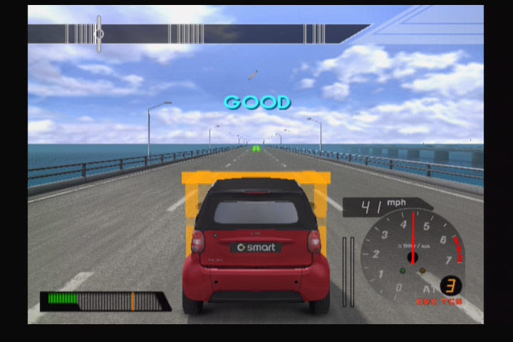Enthusia's driving revolution mode combines high-speed driving with DDR gameplay.