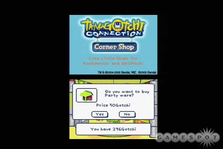 You can spend all your gotchi points on new clothes, furniture, and snacks for your Tamagotchi friend.