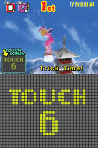 Signature tricks are performed by tapping hot spots on the touch screen.