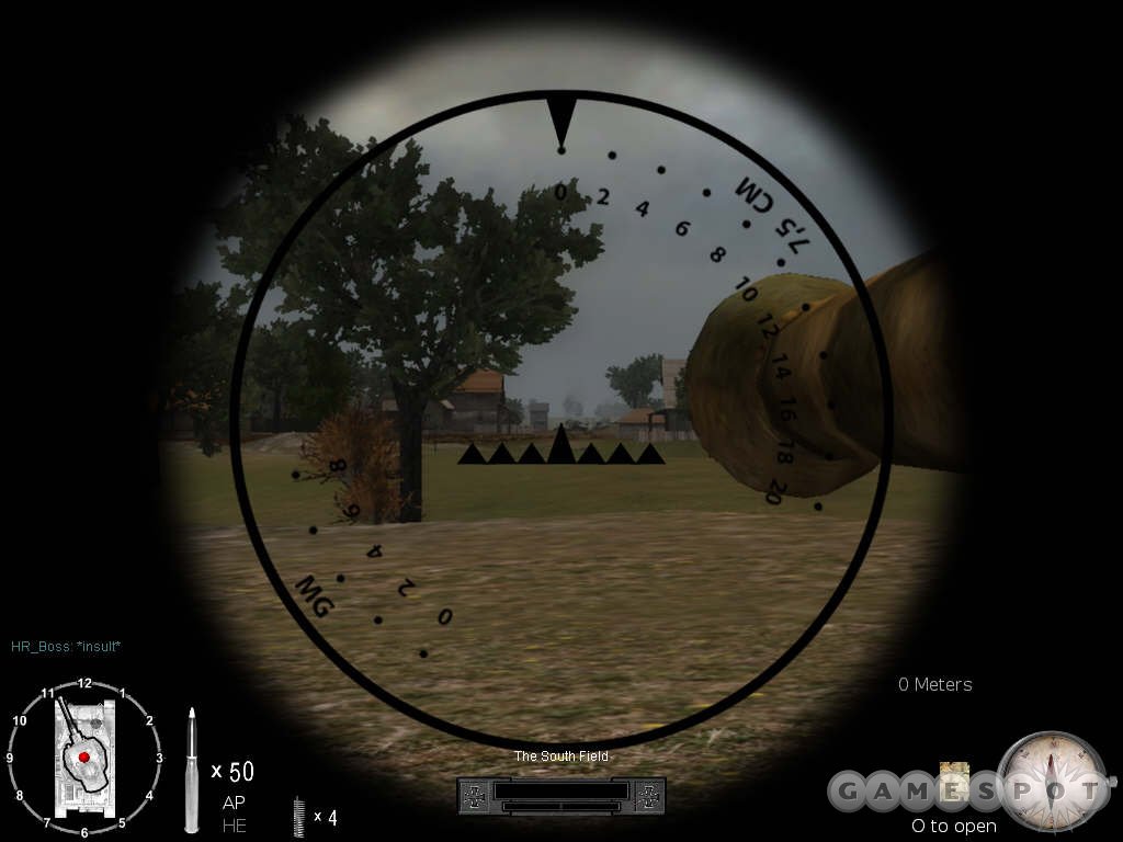 Tank-gun crosshairs such as this seem intimidating at first, but you'll eventually learn how to aim with them.