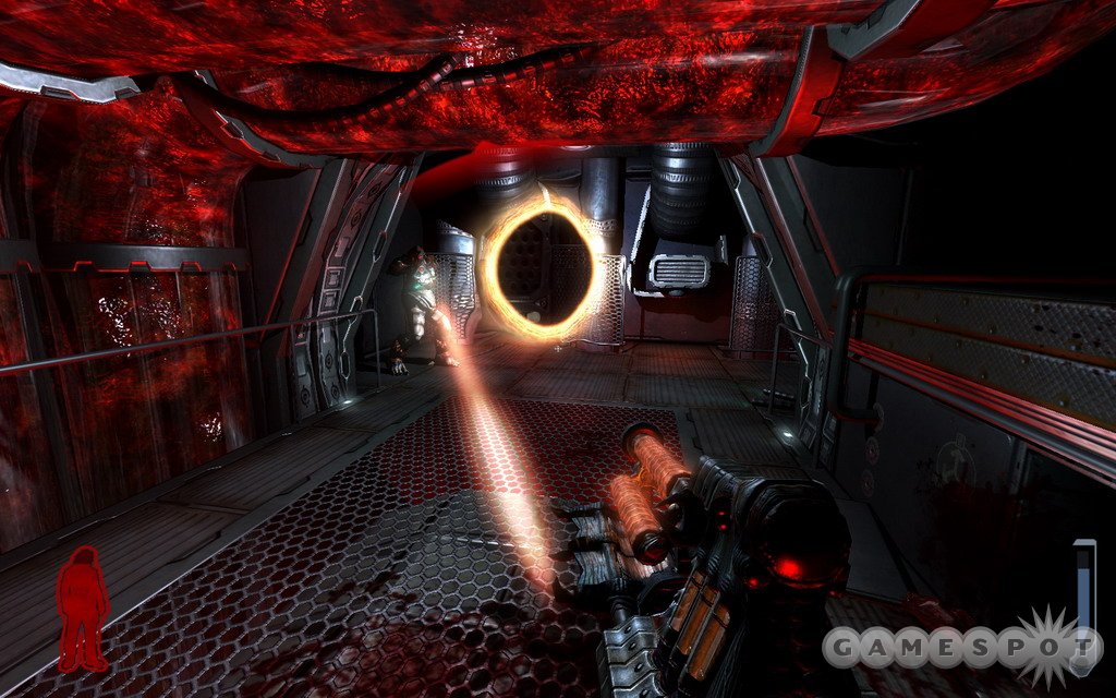 The biomechanical nature of the alien ship and weapons adds a creepy atmosphere to all the action.