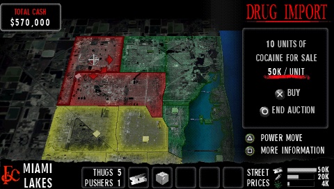 Scarface on the PSP eschews the open-world gameplay of the console   games for an interesting and enjoyable take on turn-based strategy.