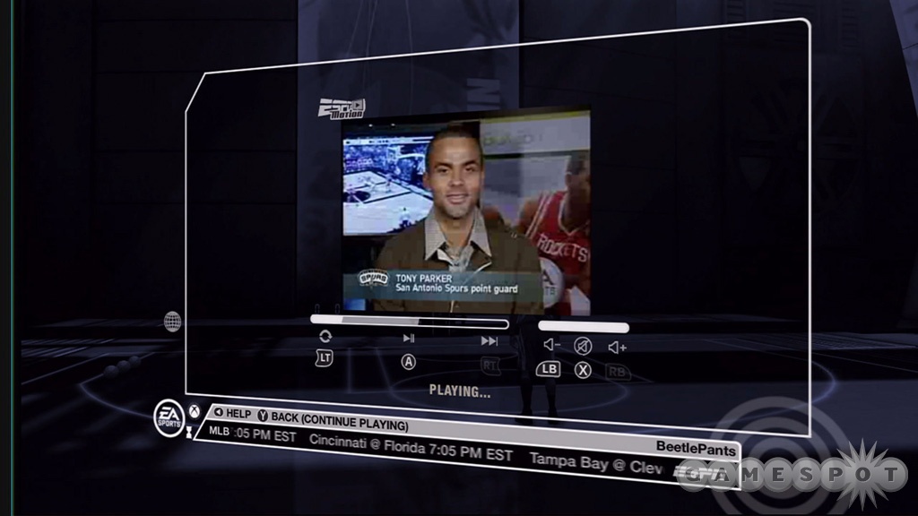 ESPN Motion segments are streamed right to the Xbox 360.