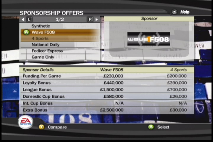 In manager mode, picking and subsequently pleasing a sponsor is crucial for your club's finances.