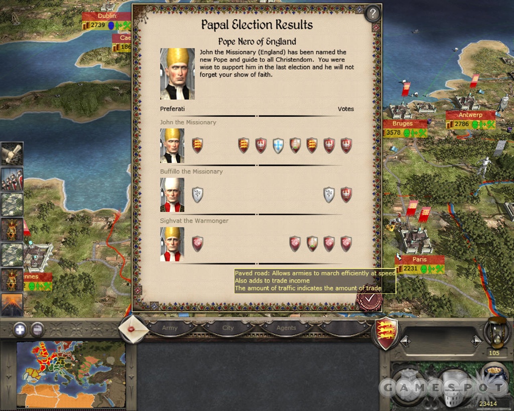 Improvements in Medieval 2 include being able to tinker with papal elections.