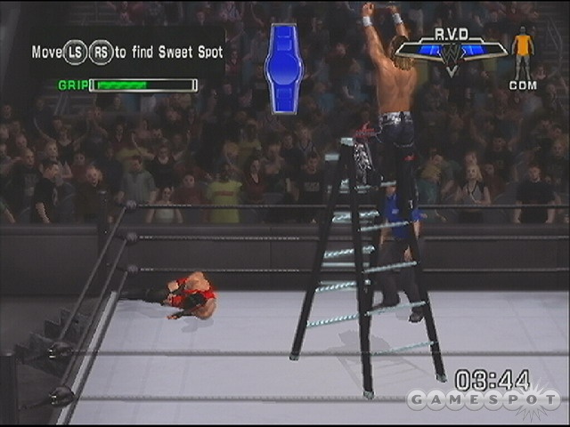 There are new mechanics for ladder matches. Now you must reach for the belt and hold the analog sticks in position to pull the belt down.