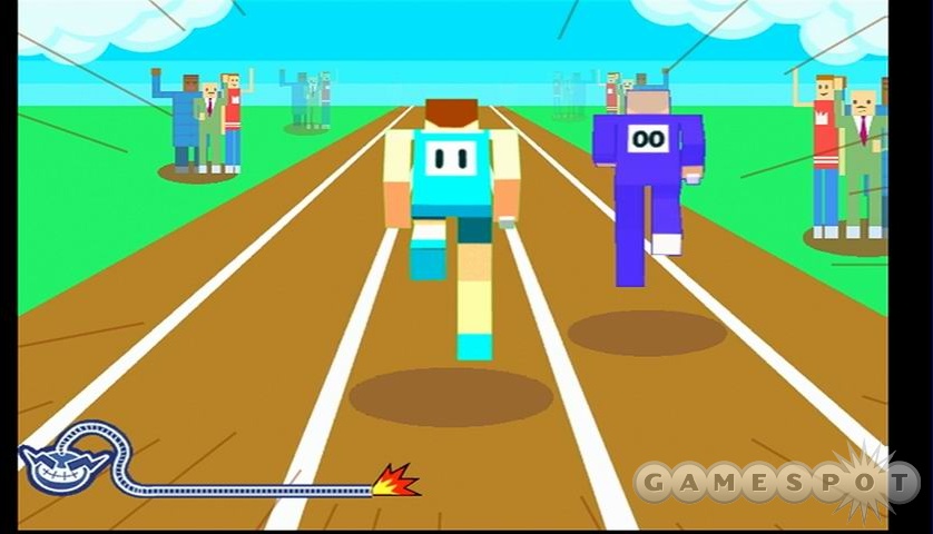 These blocky guys are running a marathon, and you'd better get shaking if you want to win!