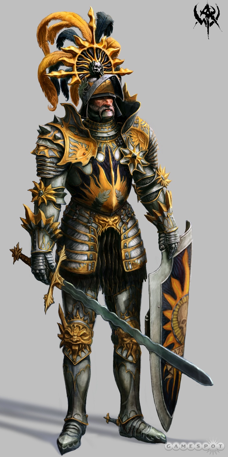 The knight of the blazing sun protects his comrades in battle and gets to wear really cool helmets, too.