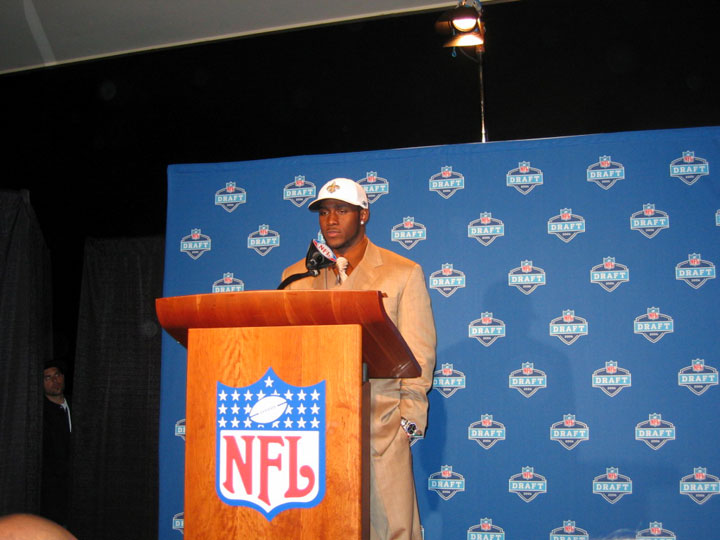 Bush, minutes after being drafted by the New Orleans Saints.