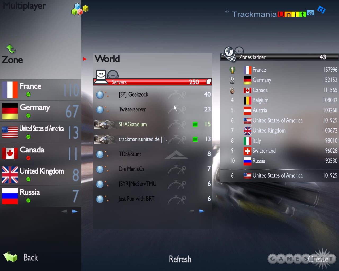 The new ManiaLink system integrates the far-flung TrackMania fan base nicely.