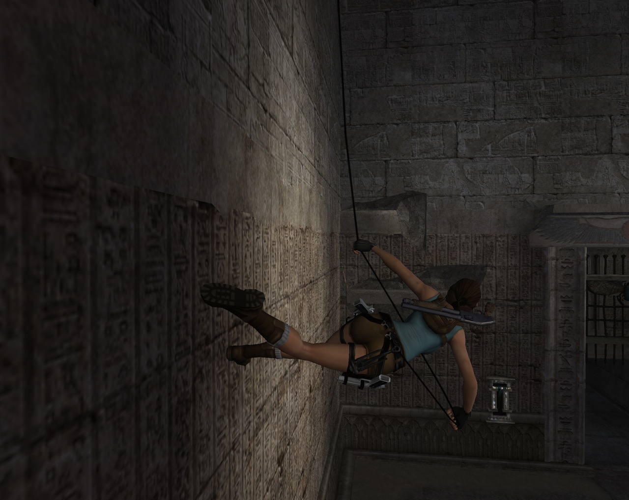 The grappling hook affords Lara access to areas that would otherwise be impossible to reach.