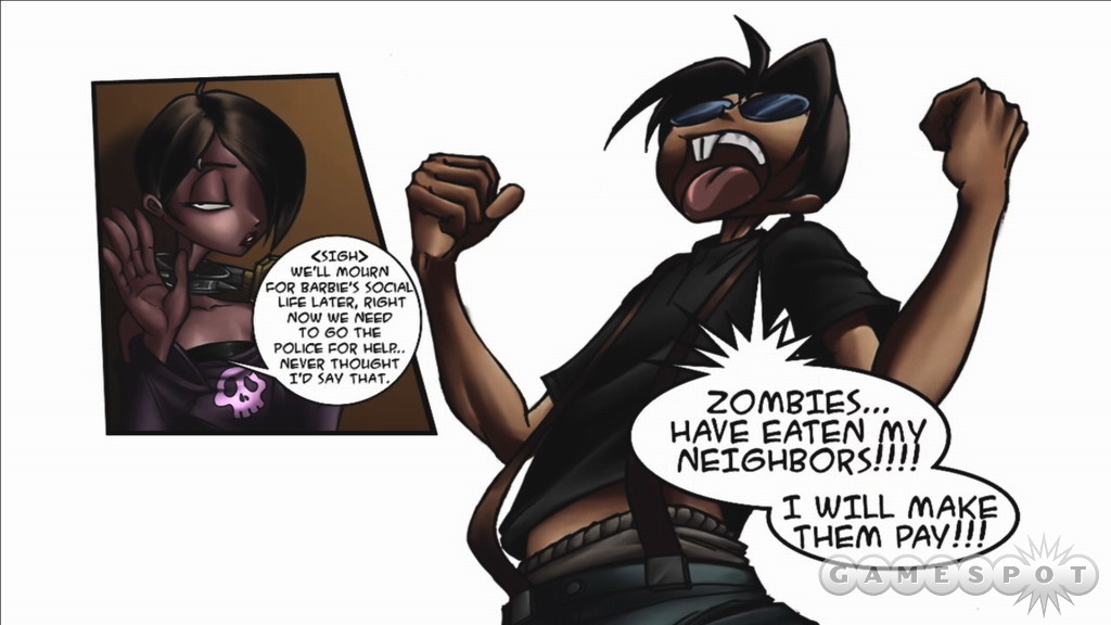 The comic art cutscenes look nice--too bad the characters have less personality than the zombies they're killing.