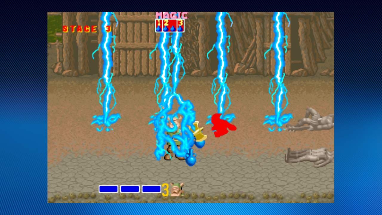 The three characters in Golden Axe all have a variety of magical attacks.