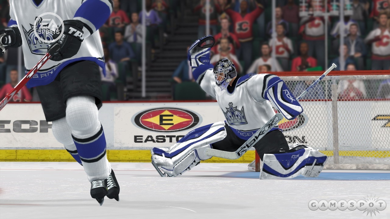 Slowpokes need not apply: Manual goalie controls will test your skill with the sticks and your reaction time.
