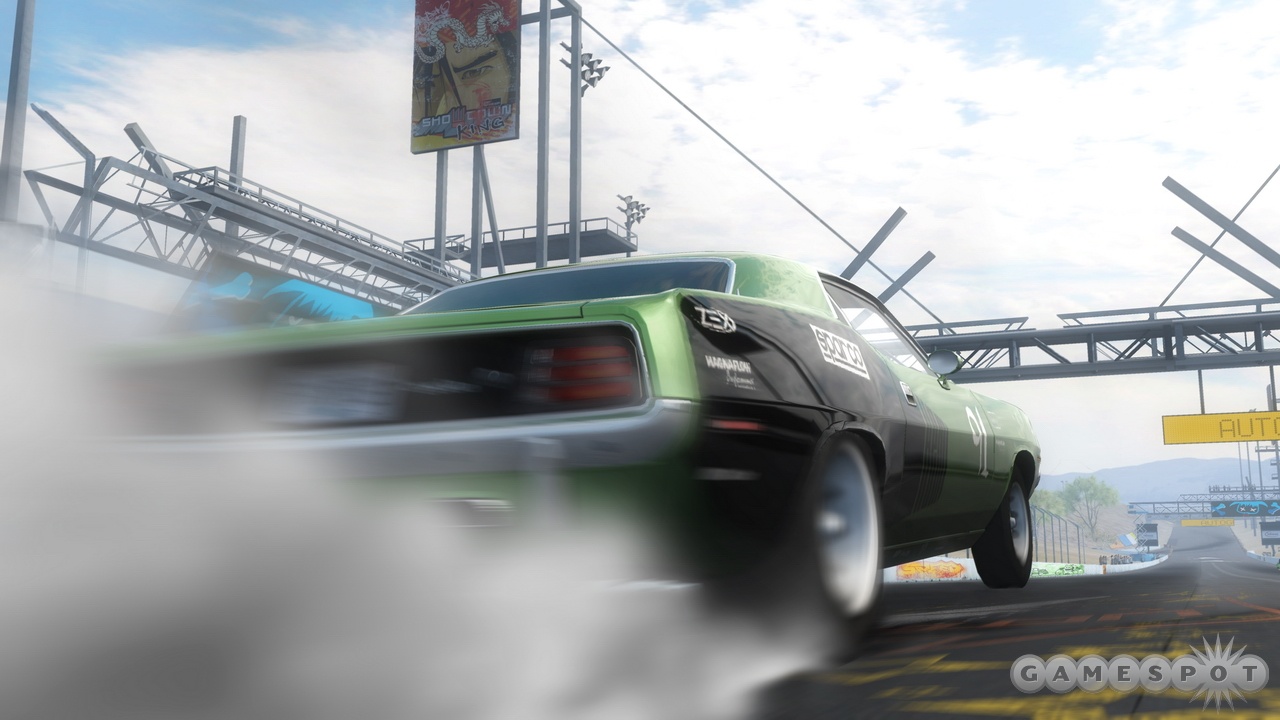 Smoke those tires and then fire your sled off the line in ProStreet's drag racing events.