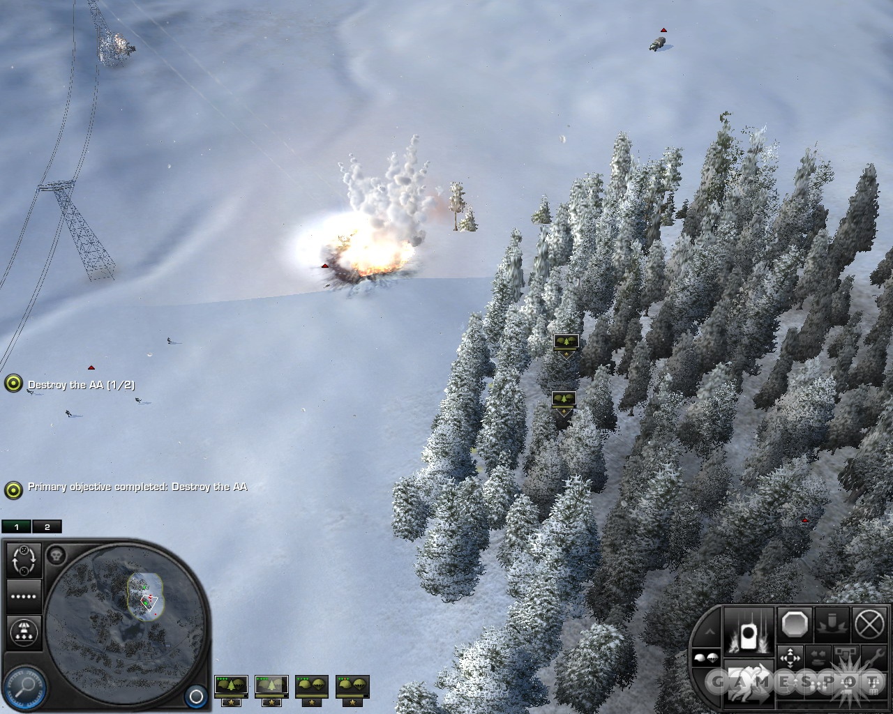 Airborne infantry strikes aren't very powerful, but they'll take out these vehicles well enough.