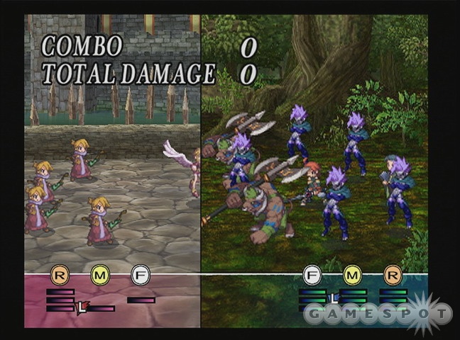 The combat screen splits the action up between the attacking and defending squads.
