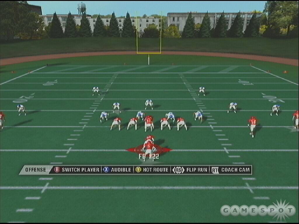 NCAA 08 uses the lead blocking feature from last season's Madden. Select a blocker, open a hole, and use the running back to sprint through.