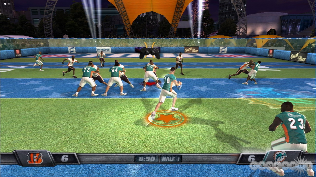 How is this different from NFL Street? It's totally different! They play on a field now!