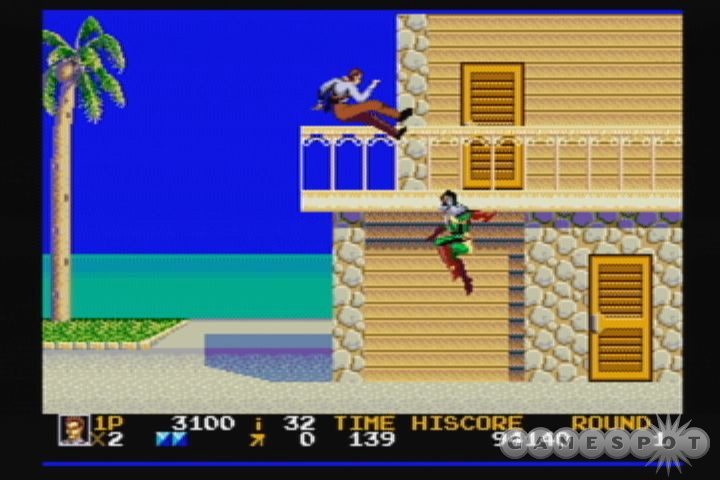 Jumping between the upper and lower levels is a key part of the gameplay.