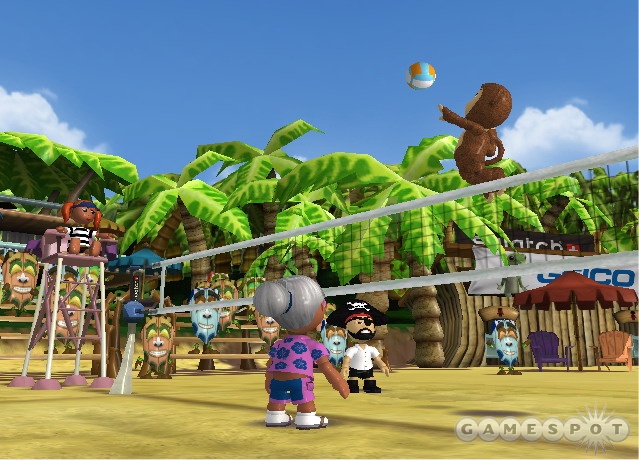 Only in a game like Big Beach Sports can monkeys and pirates work together.