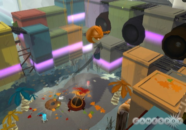The battle to restore color to the world begins in de Blob for the Wii.