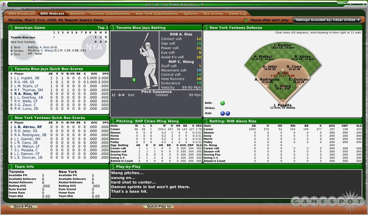 Most of the additions in OOTP involve minor tweaks, such as the new animated baseball in the game-sim screen.