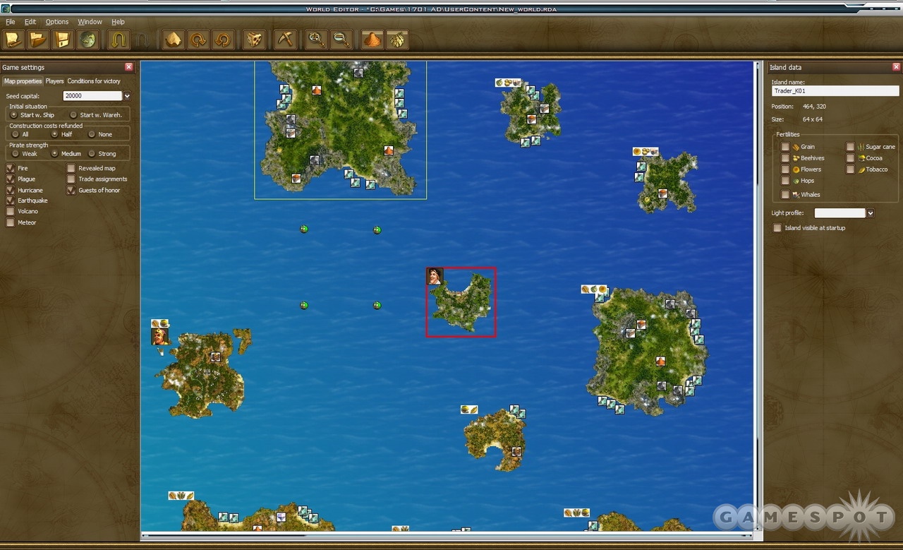 The new world editor lets you create your own Caribbean paradise.