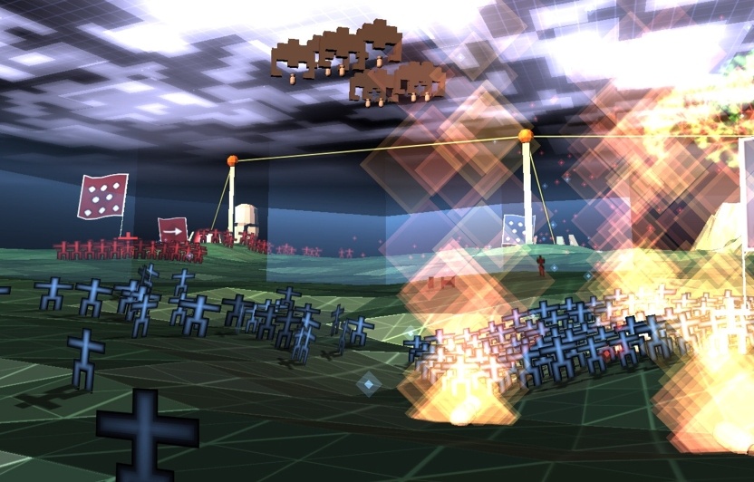 Our favourite weapon is the air strike, where Space Invaders-like aliens fire on your enemies.