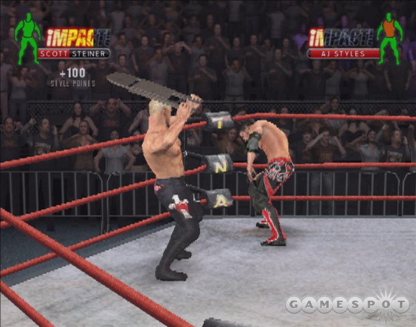 Big Poppa Pump puts a hurtin' on AJ Styles.