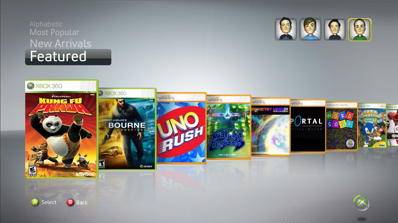 Games and movie titles transform from basic text listings into large product box shots for quick identification.
