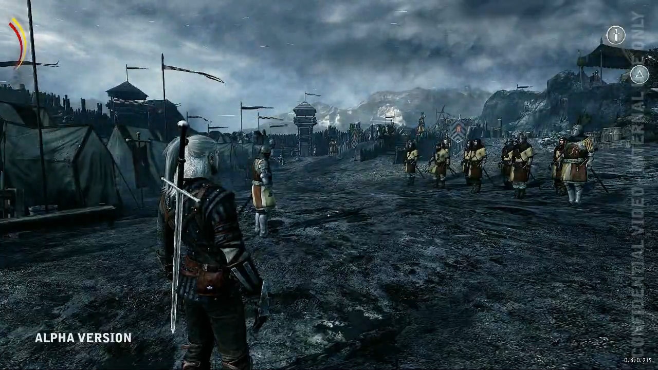 A screen-capture from the mysteriously leaked Witcher 2 video.