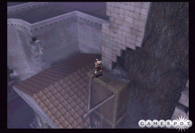 Traverse this ledge and rooftop to find a secret room…if you opened it using the ballista.