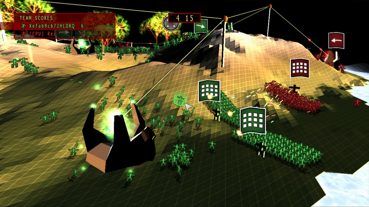 A mass Multiwinia attack. Multiplayer here is fast and frenzied, if a bit hampered by the gamepad controls.