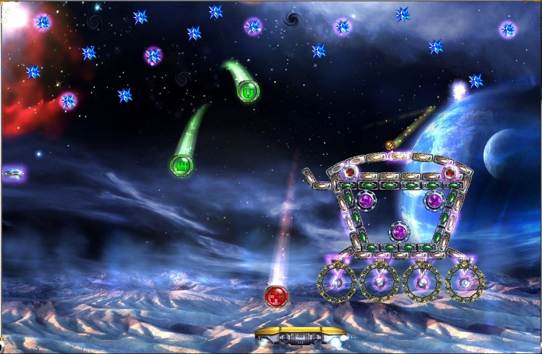 The planet-themed levels sparkle brightly in Hyperballoid HD.