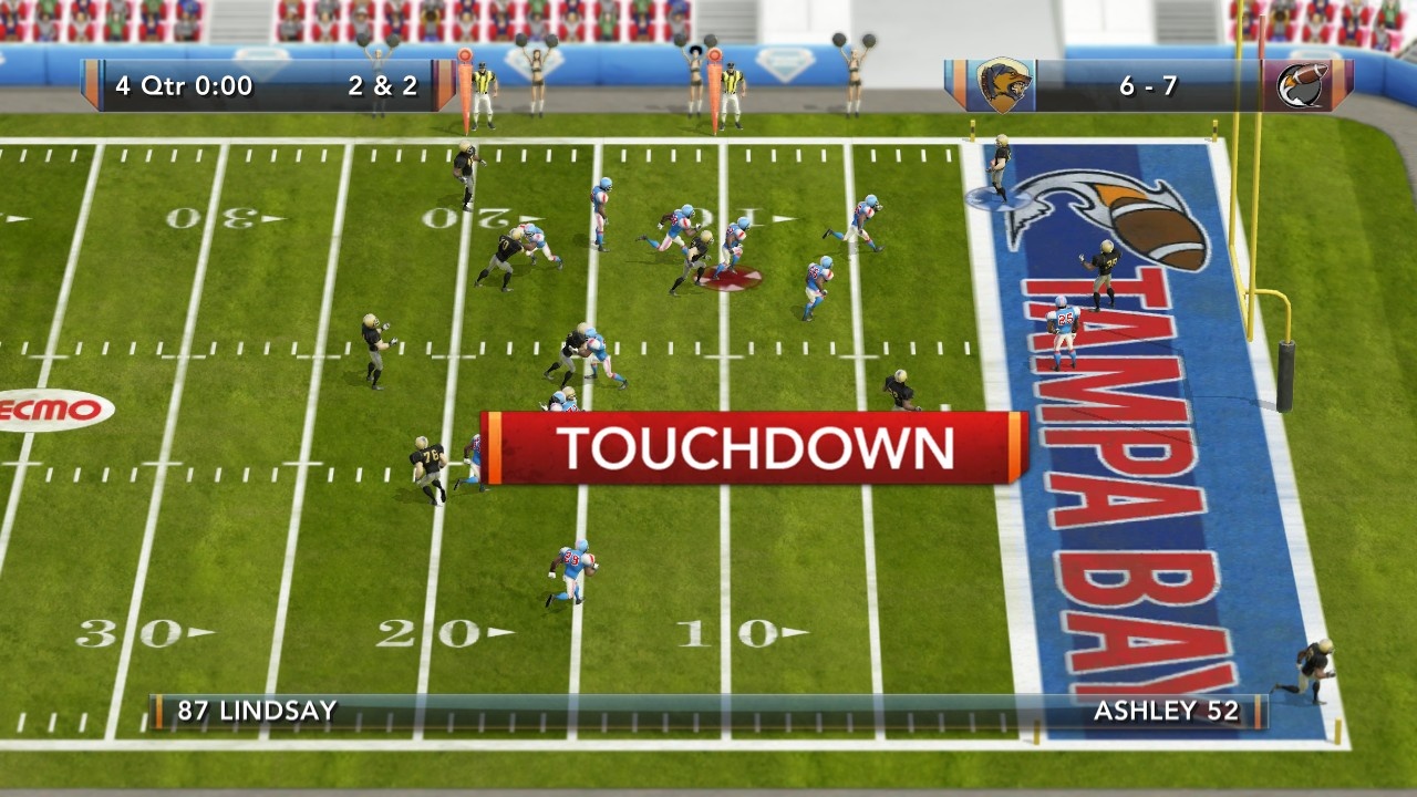 A quick press of the right bumper button on your gamepad instantly takes Tecmo Bowl Throwback from 16:9 2010…