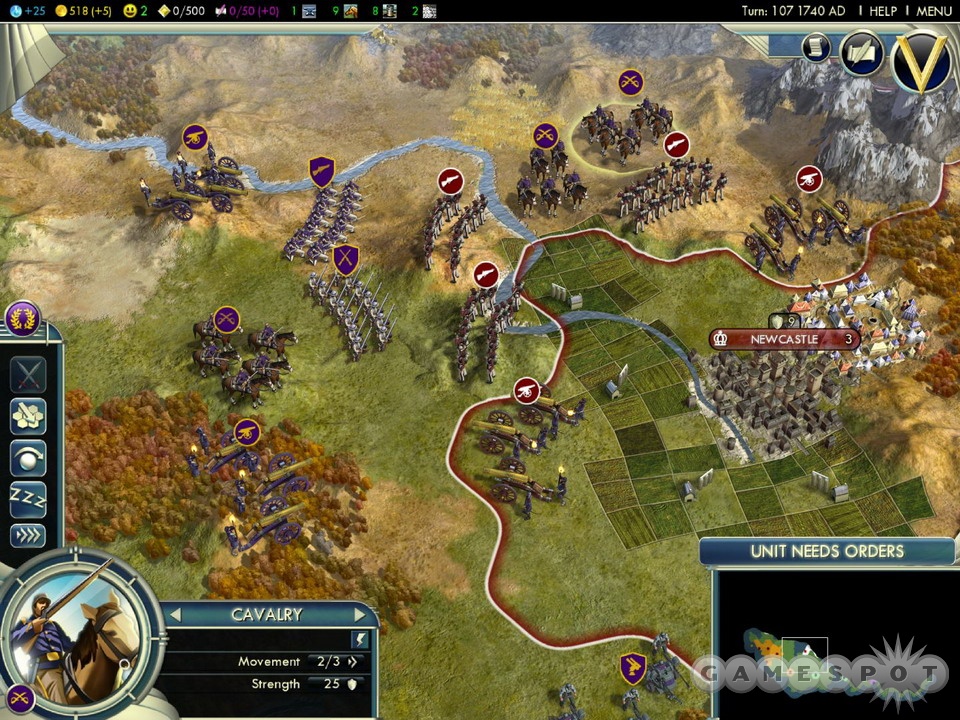 Civ V has a newer, slimmer interface with advisors to help beginners figure out what to do next.