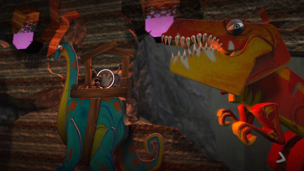 Those bright-pink spots should help Sackboy avoid the beast's bite.