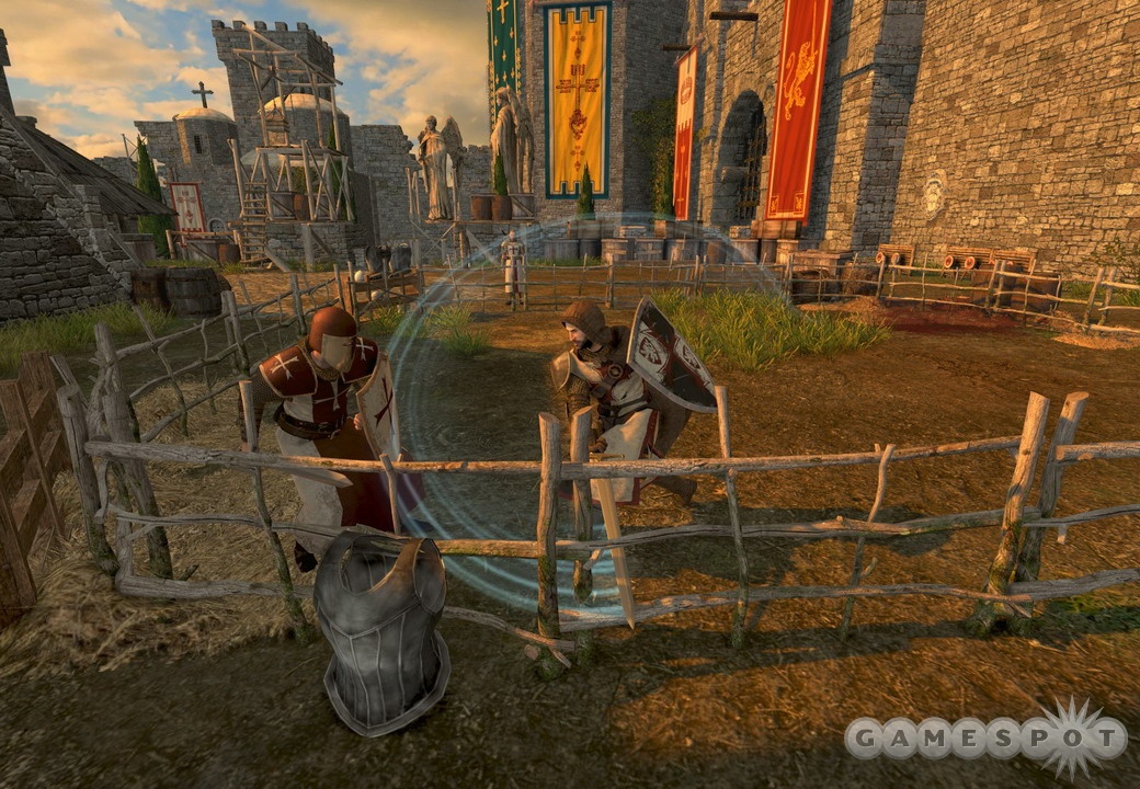 The First Templar will have a melee combat system that will let you cleave a man's shield in twain.