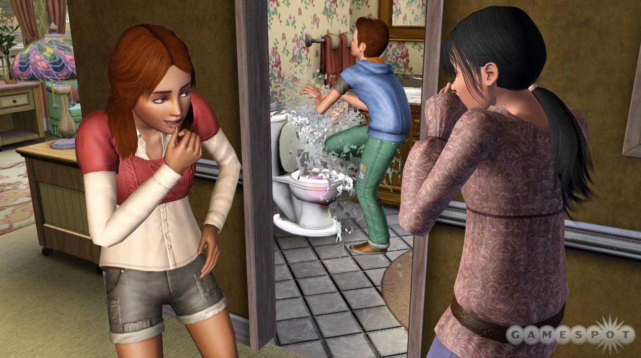 Tee-hee! Stopping up a toilet is just one of the many pranks you'll be able to pull off in this new expansion pack.