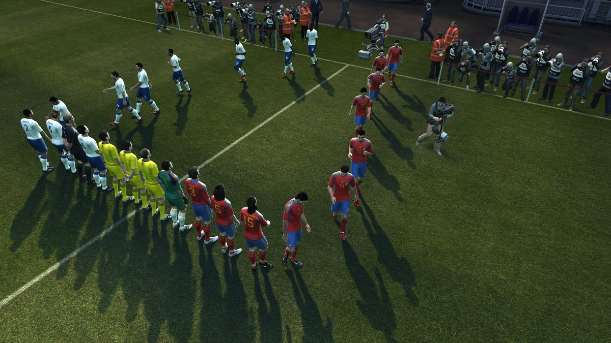 The teams line up for the traditional pre-match River Dance.