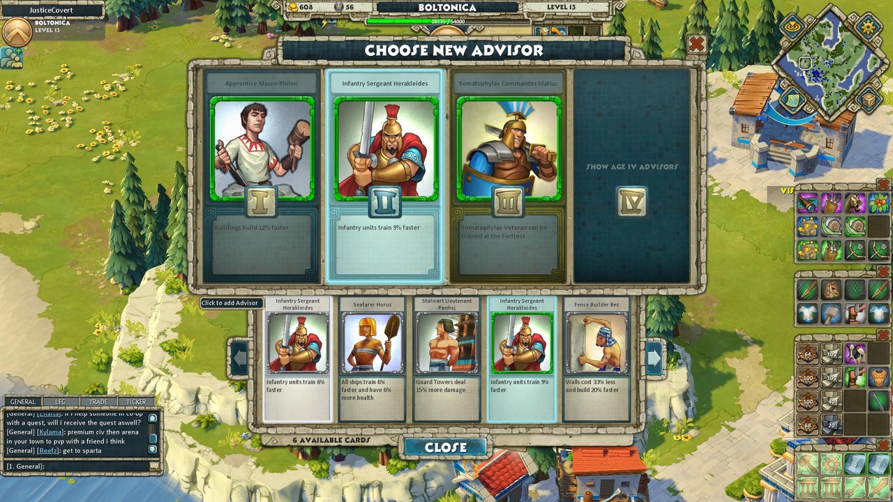 These advisor bonuses are available only when you play as a premium civilization.