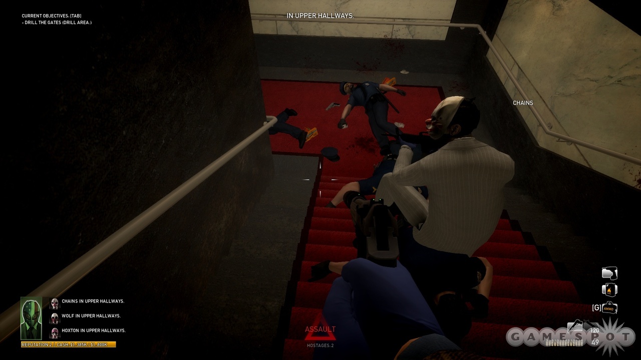 Heists generally start off with you sneaking around but end in a blizzard of bullets.
