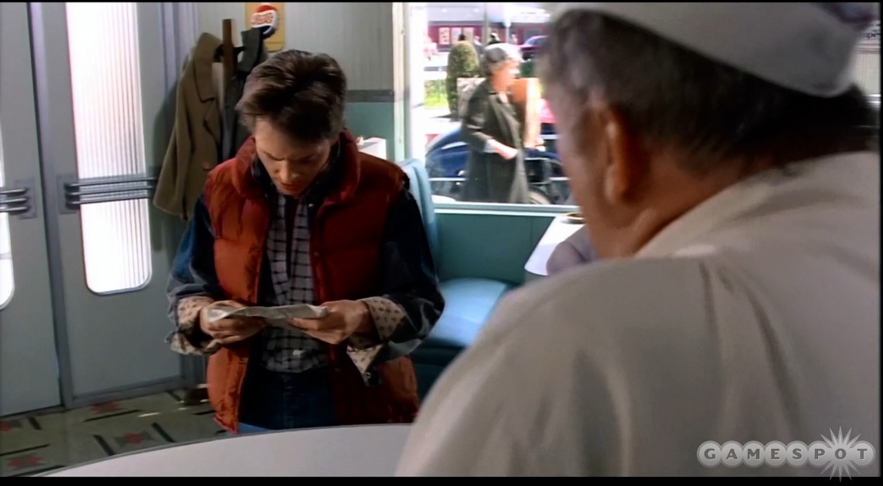 What soft drink, popular in the 80s, does Marty try to order? That's a trick question. Tab was never popular.