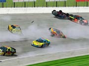 The #32 car clips through the pavement--one of the game's few graphical foibles