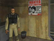 An Ultor technician stands in front of Parker's wanted poster.