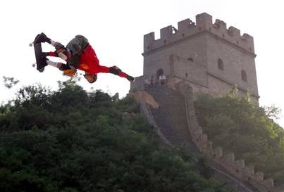 Danny Way jumping the Great Wall of China.