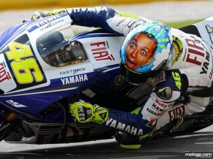The creepiness of Rossi's helmet can not be overstated.