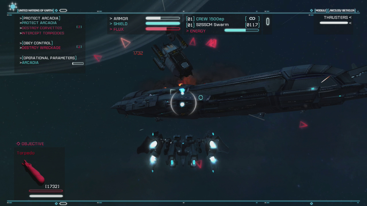 Even the largest enemy vessels don't stand a chance against the menacing Strike Suit.