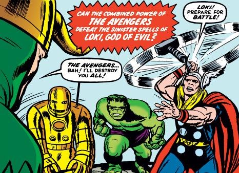 The Avengers in their first appearance, in 1963.